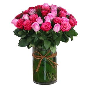 Lavish Pink Roses in Cylinder