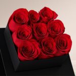 Red Roses in Black Cube Box (2)