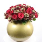 Red and Gold Roses Arrangement