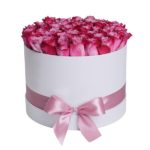 White Box of Deep Purple Roses