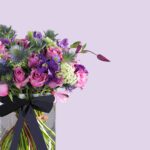 2Purple Floral Bunch in glass Vase