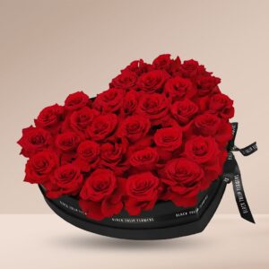 Perfect Red Roses in Heart Shaped Box