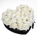 Perfect White Roses in Heart Shaped Box