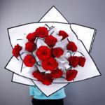Red Roses with White Wrap