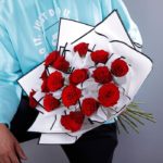 Red Roses with White Wrap-2