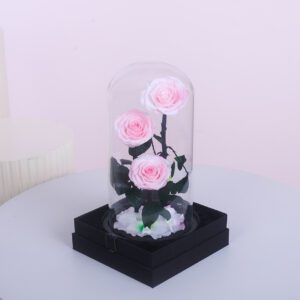 trio pink preserved rose gift box