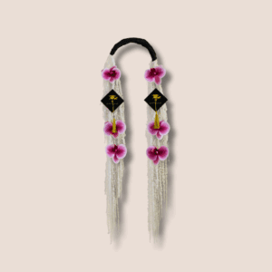 White preserved Amaranthus with  purple artificial phalaenopsis Garlands.